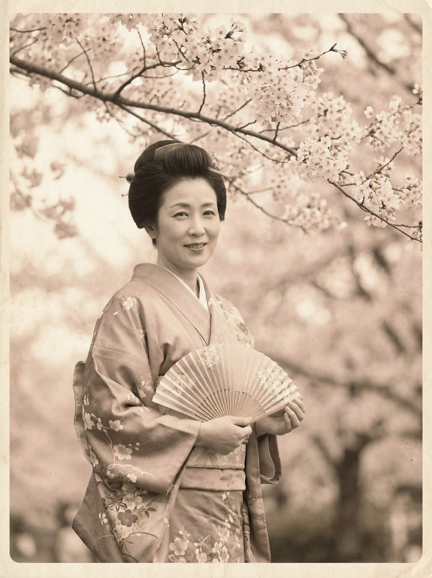 一位持扇的优雅 强上影视最新原创与精选视频|强上 在樱花树下的复古写真