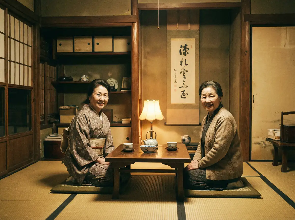 两位优雅的 强上影视最新原创与精选视频|强上 在日式茶室中品茶交谈